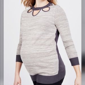 Maternity Sweater with Cutout Neck in Gray